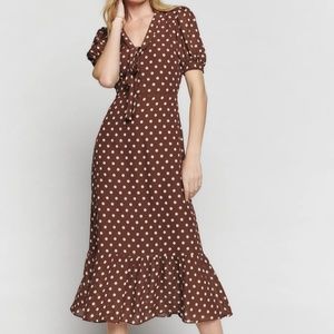 Brown Polka Dot Reformation Reeds Dress